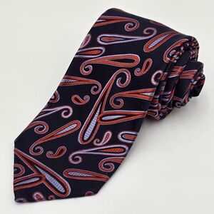 Robert Talbott Best of Class XL Silk Tie 63" Orange Purple‎ Navy Swirl Paisley